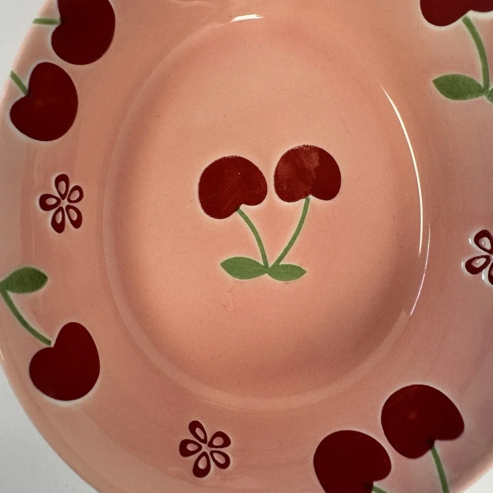 Pink Cherry Spoon Rest Ceramic Signature Housewares Kitchen Rest